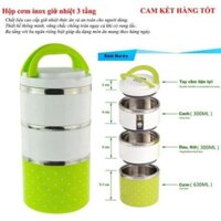 Cặp Lồng Cơm Giữ Nhiệt 3 Tầng Lunch Box 1230ml Có Quai Xách (Mẫu Ngâu Nhiên)