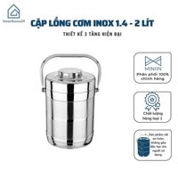 Cặp Lồng Inox 3 Tầng 1.4 - 2 Lít -Cặp Lồng  Đựng Cơm Cháo Phở Giữ Nhiệt Cao Cấp - Cà Mên Inox - Hàng Loại 1 - Chính Hãng MINIIN - 1400ml
