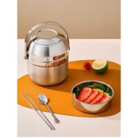 Cặp lồng inox 304 - dung tích 1.5l  đựng đồ ăn giữ nhiệt có bát hàng cao cấp
