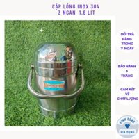 Cặp lồng inox 304 giữ nhiệt 3 ngăn dung tích 1.6 lít, Hộp cơm Inox 304 hàng chính hãng