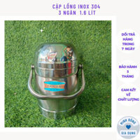 Cặp lồng inox 304 giữ nhiệt 3 ngăn dung tích 1.6 lít, Hộp cơm Inox 304 hàng chính hãng