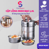 Cặp lồng inox giữ nhiệt 3 tầng Sonahouse bảo quản thực phẩm cơm trưa 1.4L