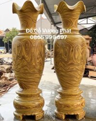 Cặp Lục Bình cao 1m6 đk 48 gỗ Cẩm Vàng hàng đẹp loại 1 chọn vân