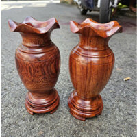 Cặp Lục bình gỗ tài lộc- Cặp lục bình trơn gỗ hương nguyên khối kích thước cao 25cm (2 cái)