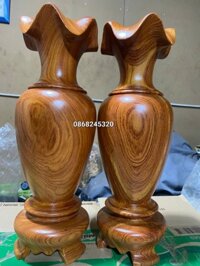 Cặp lục bình lộc bình phong thủy cầu tài lộc bằng gỗ hương đá kt cao 4013cm