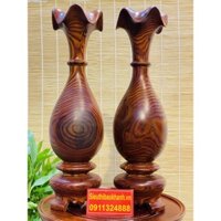 Cặp lục bình tì bà gỗ cẩm vân tự nhiên cao 40cm