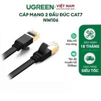 Cáp mạng 2 đầu đúc Cat7 UTP Patch Cords dạng dẹt UGREEN NW106 | Đầu nối mạ vàng | Vật liệu chất lượng cao | BH 18 Tháng.