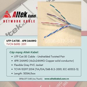 Cáp mạng 4 đôi ALTEK KABEL Cat.5E FTP