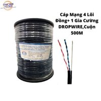 Cáp Mạng 4 Lõi Đồng+ 1 Gia Cường DROPWIRE,Cuộn 500M-Dành Cho Công Trình Dự Án Yêu Cầu Cao