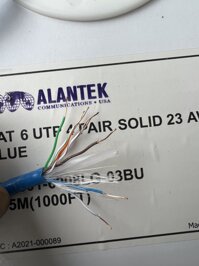 Cáp mạng Alantek Cat6 UTP -23AWG, 4-pair TIA/EIA 568B -301-6008LG-03BU