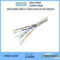 Cáp mạng Cat.6 U/UTP, AWG23, lõi 4 cặp dây xoắn đôi, vỏ nhựa PVC, màu xám