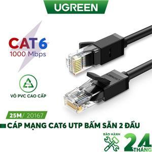 Cáp mạng đúc sẵn Cat6 tròn dài 25m chính hãng Ugreen 20167
