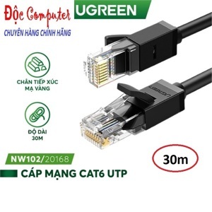 Cáp mạng đúc sẵn Cat6 tròn dài 30m chính hãng Ugreen 20168
