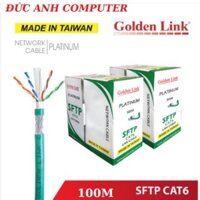Cáp mạng GOLDEN TAIWAN SFTP CAT6 100m Xanh lá (Chống nhiễu 2 lớp, chữ thập, Sợi đồng đơn cường lực)