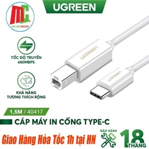 Cáp máy in USB Type C dài 1.5m Ugreen 40417