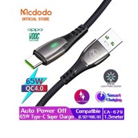 Cáp Mcdodo 65W Loại C Tự Động Ngắt Kết Nối Huawei 5A Siêu Sạc OPPO VOOC R17 Reno 2 Find X Cáp Sạc CA-679