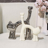 Cặp mèo Decor trang trí tủ kệ phòng khách phòng ngủ - HIN Decor