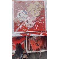 cặp mèo nhung decal trang trí tết