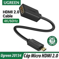 Cáp Micro HDMI sang HDMI dài 20cm Ugreen 20134 Cao Cấp Chính hãng