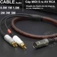 Cáp MIDI 5pin sang 2 AV DIY 0.5M đến 5M - Dây Din 5 ra RCA chuyển âm thanh từ Âm ly Châu Âu ra Loa