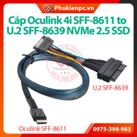 Cáp Mini SAS Oculink 4i SFF-8611 to SFF-8639 NVMe 2.5 SSD, gắn ổ cứng U.2 SFF-8639 vào Mainboard, AddOn Card M2-SFF-8611