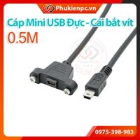 Cáp Mini USB 5Pin Male to Female bắt vít, dài 0.5M. Dùng cho thiết bị điện tử máy công nghiệp, lập trình, Camera máy ảnh