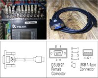 Cáp MWPC-200 Kết Nối Lập Trình PLC VIGOR VH Series Vigor VH-10MR-14MR-20MR-24MR-28MR-32MR-40MR-60MR Với Máy Tính Rs232 DB9 Male to USB 2.0 PLC Serial Cable