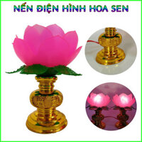 Cặp Nến Điện Hình Hoa Sen 9804 Để Bàn Thờ 12X10Cm Nguồn Điện 220V