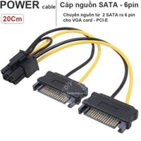 Cáp nguồn cạc màn hình 6 pin - 2 SATA to 6pin PCIe power cable 20Cm