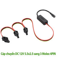 Cáp nguồn DC 12V 5.5 x 2.5 sang 3 Molex ATA cấp nguồn cho quạt FAN