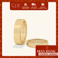 Cặp nhẫn cưới truyền thống bạc 925 mạ vàng tây 18k đẹp trơn bản to khắc chữ Gix Jewel