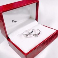 CẶP NHẪN ĐÔI NAM NỮ MẶT TIM ĐÁ CAO CẤP - NHẪN BẠC ĐÔI