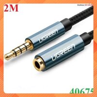 Cáp nối dài âm thanh AUX 3.5mm 2M Ugreen 40675 bọc Nylon cao cấp (hỗ trợ Mic)