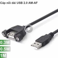 Cáp nối dài USB 2.0 nối dài 0.3M 0.5M 1M có phần đai nhựa bắt vít cố định vào Panel