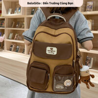 Cặp nữ cho học sinh cấp 2 cấp 3 đi học thời trang dễ thương sức chứa lớn bền chắc kèm 2 sticker G167 - BaloGigo