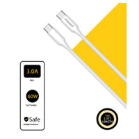 Cáp PISEN QUICK-Mr White Type-C USB-C (C-C) PD60W 1m, fully compatible, trắng – Global, Model: CC-PD01-1000