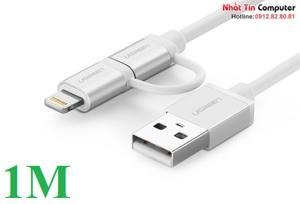 Cáp sạc 2 trong 1 USB 2.0 sang Micro USB và Lightning dài 1M Ugreen 20748