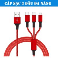 Cáp Sạc 3 Đầu đa năng Dây Dù Chống Đứt Dài 1M | CAP3DAU