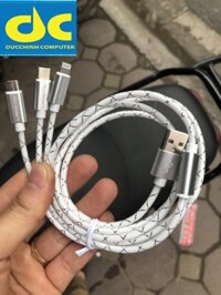 CÁP SẠC 3 ĐẦU ĐA NĂNG LANGTU- IPHON, SAMSUNG, OPPO, NOKIA, HTC,  Micro, Type-C… Sạc Và Truyền Dữ Liệu Nhanh Chóng(TRẮNG - ĐEN)
