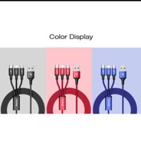 Cáp sạc 3 đầu dây dù chống đứt hỗ trợ sạc nhanh