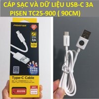 Cáp sạc 3A  Cáp sạc và dữ liệu Usb-C dòng điện 3A Pisen TC25-900 90cm  Hàng chính hãng