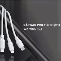 Cáp Sạc 3in1 WEKOME Chống Đứt Gãy HÀNG CHÍNH HÃNG - ipone 1m 092 - Trắng