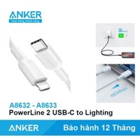 Cáp sạc ANKER Powerline II USB- C To Lighting MFI cho IP 20W 30W C94 Bạc - A8632 A8633 dài 0.9 Mét và 1.8 Mét