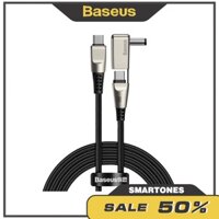 Cáp sạc Baseus One For Two sạc nhanh 100W đầu tròn 2.5x5mm, đầu vuông cho Latop Lenovo, Loa Harman Kardon Studio