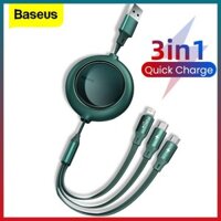 Cáp Sạc Baseus Type C Micro USB C Iphone 3 Trong 1 Cho Huawei Xiaomi Samsung Iphone 12 Pro Max Có Thể Thu Gọn Tiện Lợi