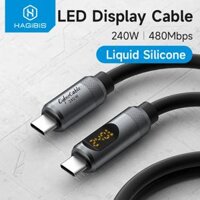 Cáp sạc C to C công suất cao Hagibis USB C Cable with LED Display Type C to C Fast Charger Cable PD 240W Silicone Charging Cord for iPhone 16 Macbook Pro Air