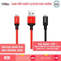 Cáp Sạc Cho iPhone, iPad Hoco X14 - Cáp Sạc Dây Dù Siêu Bền - Dài 1M2M - Hàng Chính Hãng - ĐỎ - 2M