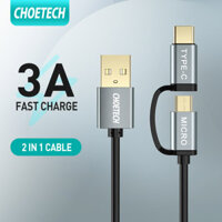 Cáp Sạc CHOETECH 2 Trong 1 Cáp USB Loại C + Micro USB Cáp Sạc & Đồng Bộ 1.2M Dành Cho Galaxy S9/ S9 Plus Note 8 S8/ S8 Plus LG G6/ G5 Và Các Thiết Bị Loại C & Micro USB Khác