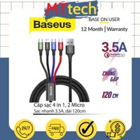 Cáp sạc đa năng 3.5A Baseus Rapid Series 4 đầu Light.ning/Type-C/ 2 Micro tương thích với tất cả các thiết bị - MTtech
