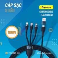 Cáp sạc đa năng 5 trong 1 - Baseus Flash Series Ⅱ Two-for-three Charging Cable USB+Type-C to Micro+Lightning+Type-C 100W